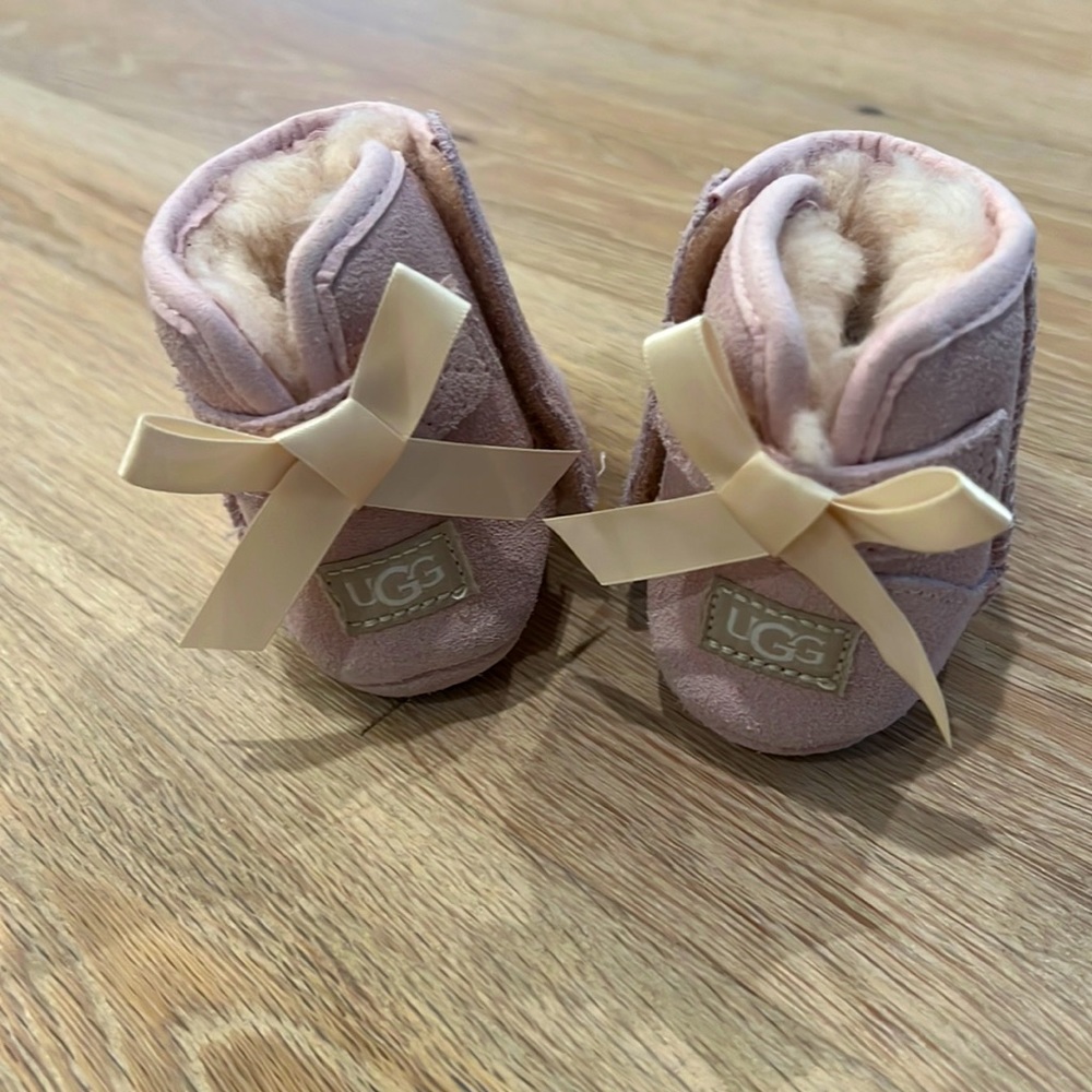Pink Jesse Bow II Ugg Fur-lined Infant Baby Boots - Size 0/1